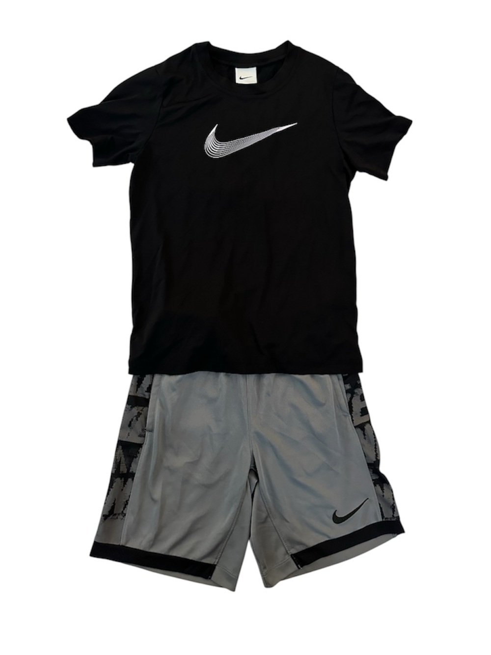 Nike Black Tee with Gray Athletic Shorts